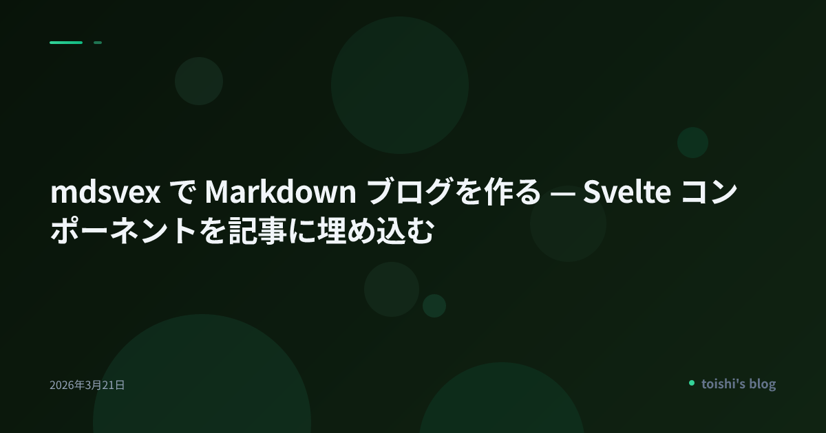 mdsvex で Markdown ブログを作る — Svelte コンポーネントを記事に埋め込む